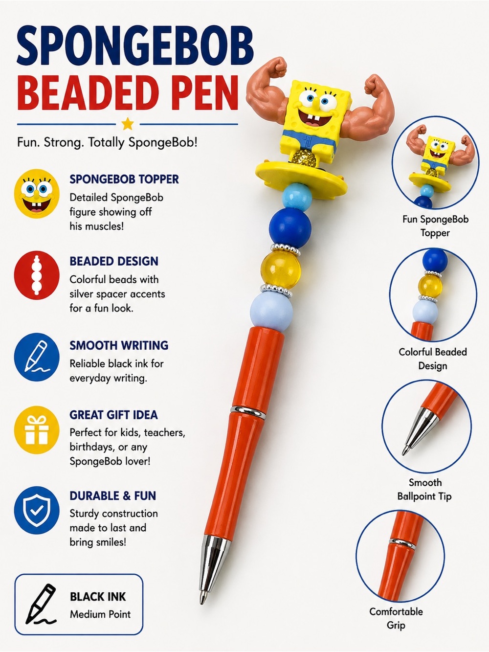 SpongeBob Squarepants Yellow & Blue Figure Rattle with Muscle Arms